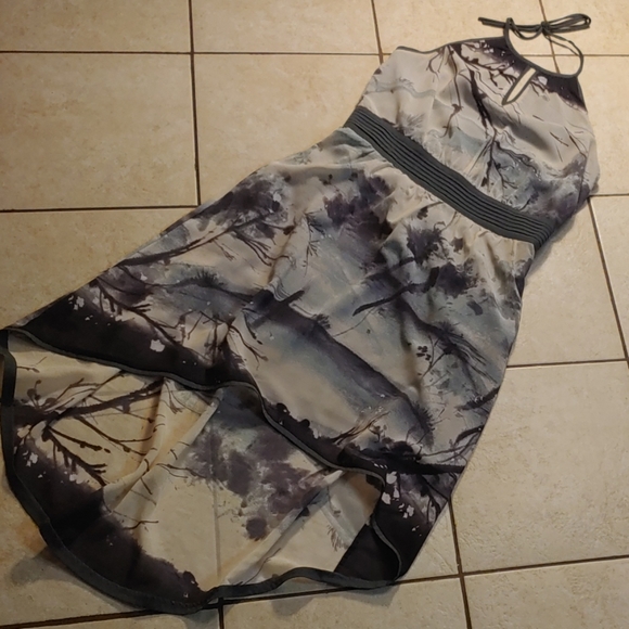 Walter Baker 🌫 B&W Printed Chiffon Halter Dress - Picture 3 of 8